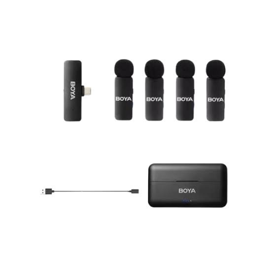 Micro Cravate Sans Fil BOYA BY-V4U – 4 Canaux, USB-C, réduction de bruit, autonomie 6h